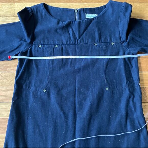 EmersonMade Black Cotton Twill Hardware City Classic Chic Shift Dress Tunic 6 - Picture 6 of 12